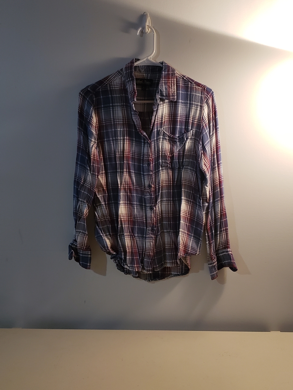 North River Womens's Plaid Button-Up Shirt - Blue & Pink & Purple